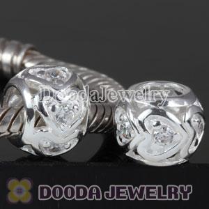 European Style Love Beads with White CZ Stone