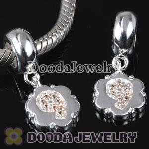 European Style Digit Charms Dangle Number 9 Bead with CZ Stone