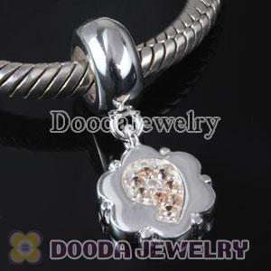 European Style Digit Charms Dangle Number 9 Bead with CZ Stone