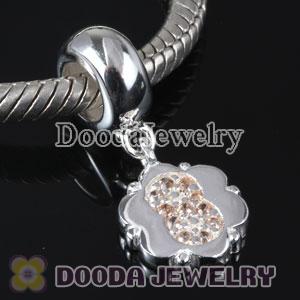 European Style Digit Charms Dangle Number 8 Bead with CZ Stone