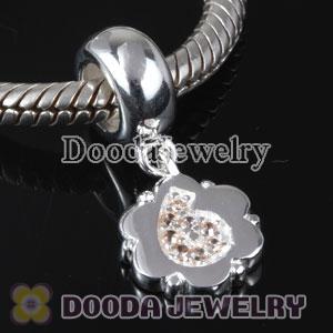 European Style Digit Charms Dangle Number 6 Bead with CZ Stone