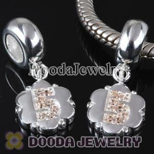 European Style Digit Charms Dangle Number 5 Bead with CZ Stone