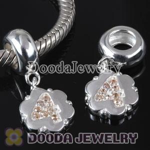 European Style Digit Charms Dangle Number 4 Bead with CZ Stone