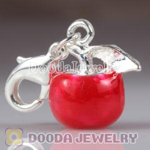 Wholesale Silver Plated Alloy Enamel Red Apple Charms