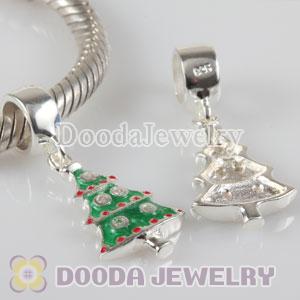 European Style Christmas tree Charms with CZ Stone Beads