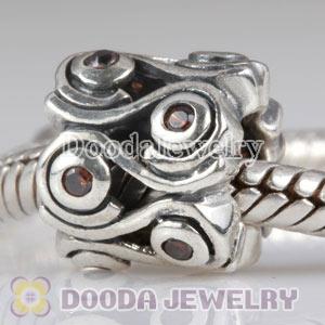 European Style Ocean Wave Coffee CZ Stone Charm Beads