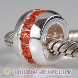 925 Sterling Silver Beads with Red Stone fit European Largehole Jewelry Bracelet