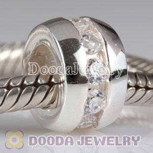 925 Sterling Silver Beads with Clear Stone fit European Largehole Jewelry Bracelet