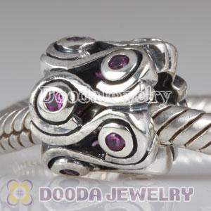 European Style Ocean Wave Red CZ Stone Charm Beads