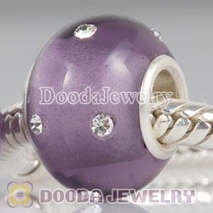 Kerastyle Silver Polished Glass Purple Bead with Austrian crystal Accents suit European Bracelet