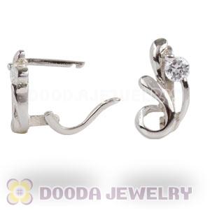 Sterling Silver Flower Huggie Earrings with Clear CZ