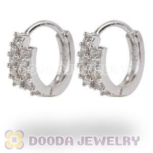 Sterling Silver CZ Huggie Hoop Earrings Unisex