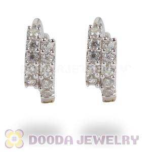 Sterling Silver CZ Huggie Hoop Earrings Unisex