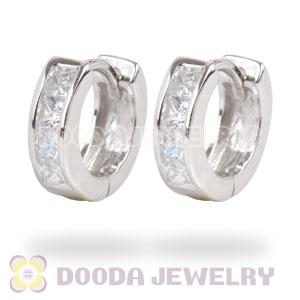 Sterling Silver CZ Huggie Hoop Earrings Unisex