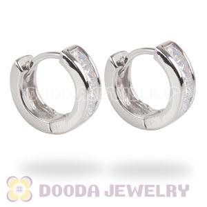 Sterling Silver CZ Huggie Hoop Earrings Unisex