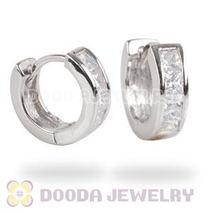 Sterling Silver CZ Huggie Hoop Earrings Unisex