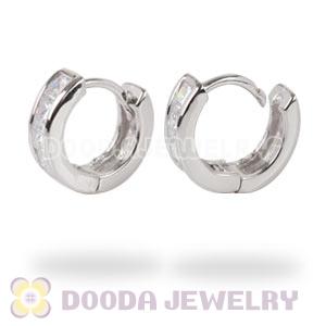 Sterling Silver CZ Huggie Hoop Earrings Unisex
