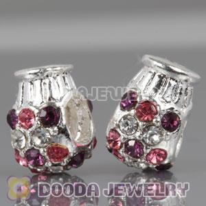 Wholesale European Style silver plated bead with Stone