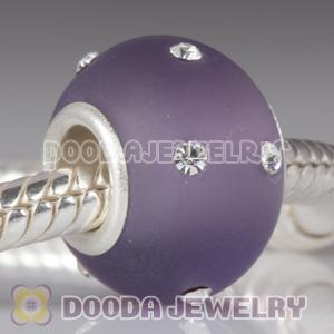 Kerastyle Silver Frosted Glass Purple Bead with Austrian crystal Accents suit European Largehole Jewelry Bracelet