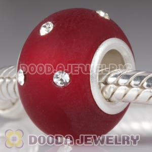 Kerastyle Silver Frosted Glass Red Bead with Austrian crystal Accents suit European Largehole Jewelry Bracelet