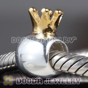 Gold Plated Crown Sterling Silver Charm Beads fit on European Bracelet