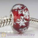 Red Snowflake Glass Beads with Silver Shatter fit European Largehole Jewelry Bracelet