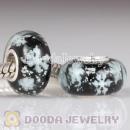 Black Snowflake Glass Beads with Silver Shatter fit European Largehole Jewelry Bracelet