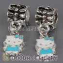 Wholesale silver plated Kitty Cat bead Enamel Blue