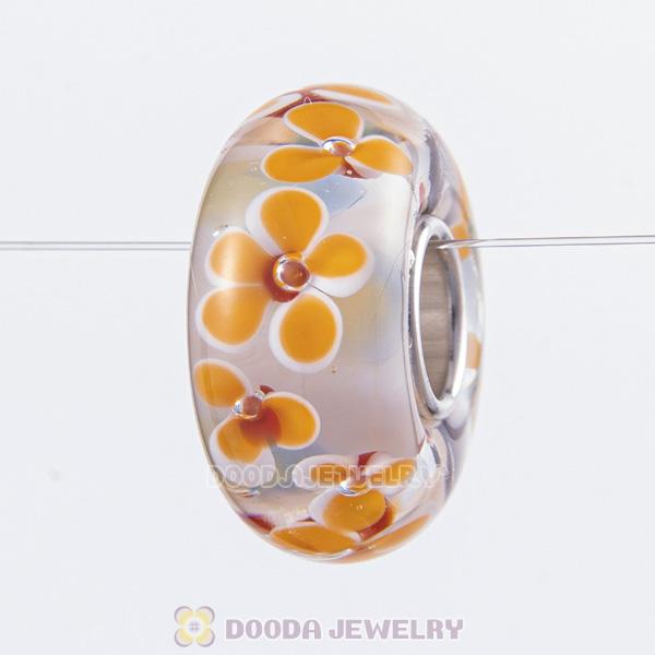 Handmade European Ilttle Flower Murano Glass Beads for Mom