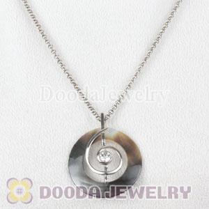 Sterling Silver with CZ Stone Fashion Shell Pendant suit European Necklace
