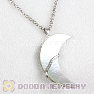 Sterling Silver Flower with CZ Stone Shell Pendant fit European Necklace