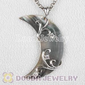 Sterling Silver Flower with CZ Stone Shell Pendant