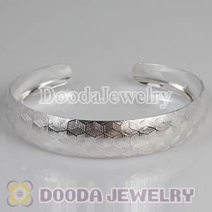 Engrave Pattern 13mm Sterling Silver Bangle Bracelet