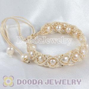 Fashion Hand Knitted Adjustable handmade Inspired Bracelet with Nature Freshwater Pearl