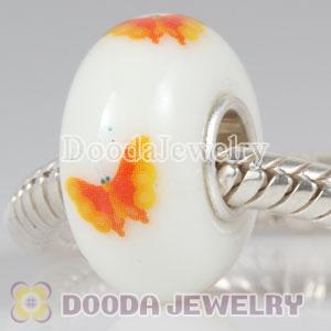 Painted Butterfly Murano Glass Beads 925 Sterling Silver European Compatible