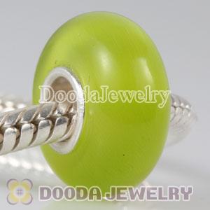 Green Murano Glass Cat Eye Bead 925 silver core suit European Largehole Jewelry Bracelet