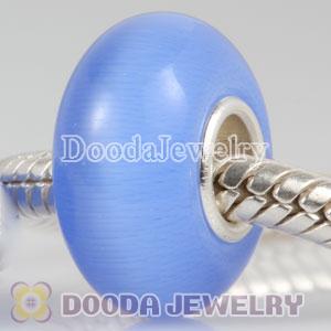 Blue Murano Glass Cat Eye Bead 925 silver core suit European Largehole Jewelry Bracelet