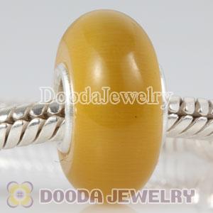 Yellow Murano Glass Cat Eye Bead 925 silver core suit European Largehole Jewelry Bracelet