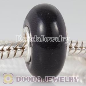 Black Murano Glass Cat Eye Bead 925 silver core suit European Largehole Jewelry Bracelet
