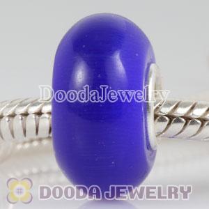 Blue Murano Glass Cat Eye Bead 925 silver core suit European Largehole Jewelry Bracelet