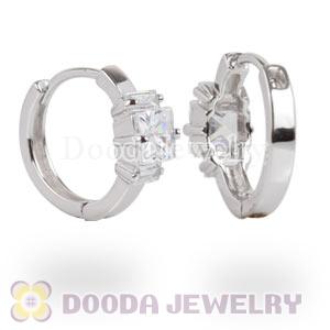 Sterling Silver Clear CZ Huggie Hoop Earrings