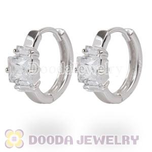 Sterling Silver Clear CZ Huggie Hoop Earrings
