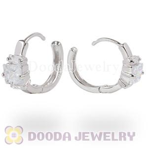 Sterling Silver Clear CZ Huggie Hoop Earrings