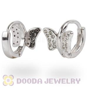Sterling Silver Butterfly with CZ Huggie Hoop Earrings