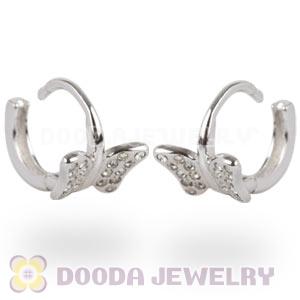 Sterling Silver Butterfly with CZ Huggie Hoop Earrings