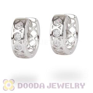 Sterling Silver CZ Huggie Hoop Earrings