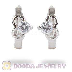 Sterling Silver Mickey Mouse CZ Huggie Hoop Earrings