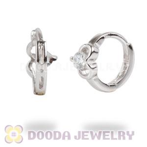 Sterling Silver Mickey Mouse CZ Huggie Hoop Earrings