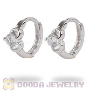Sterling Silver Mickey Mouse CZ Huggie Hoop Earrings