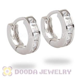 Sterling Silver CZ Huggie Hoop Earrings